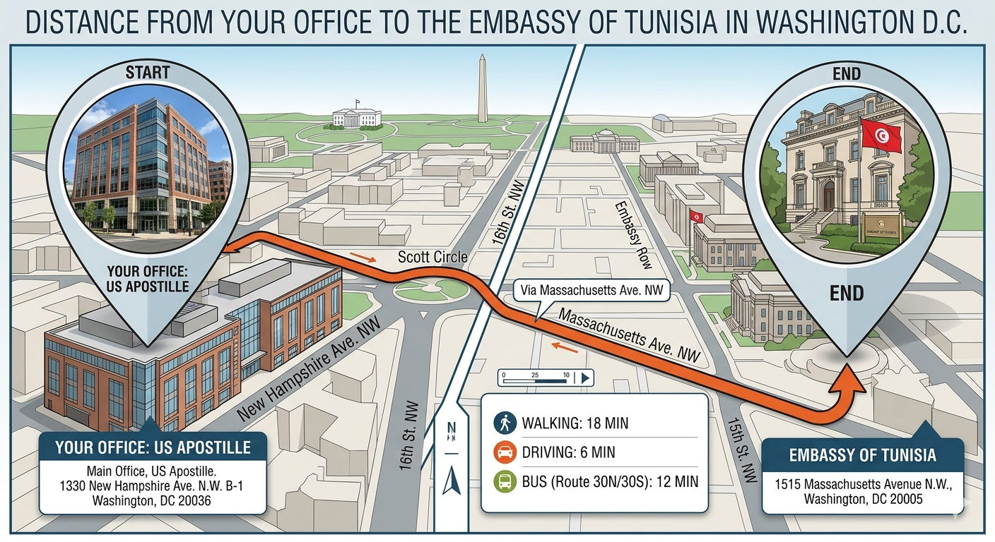Map of Tunisia Apostille & Embassy Legalization Services